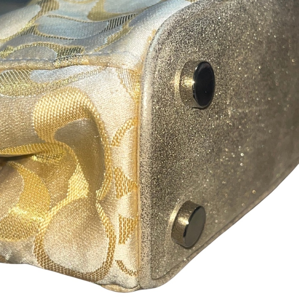 Y2k Coach Vintage Gold Metallic “C”Signature Kiss-lock Frame Handbag, Charm - Picture 14 of 16